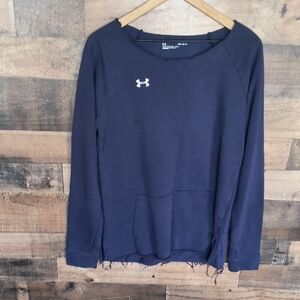 Under Armour Hustle Fleece Navy Scoop Neck Sweatshirt Sz Med Women